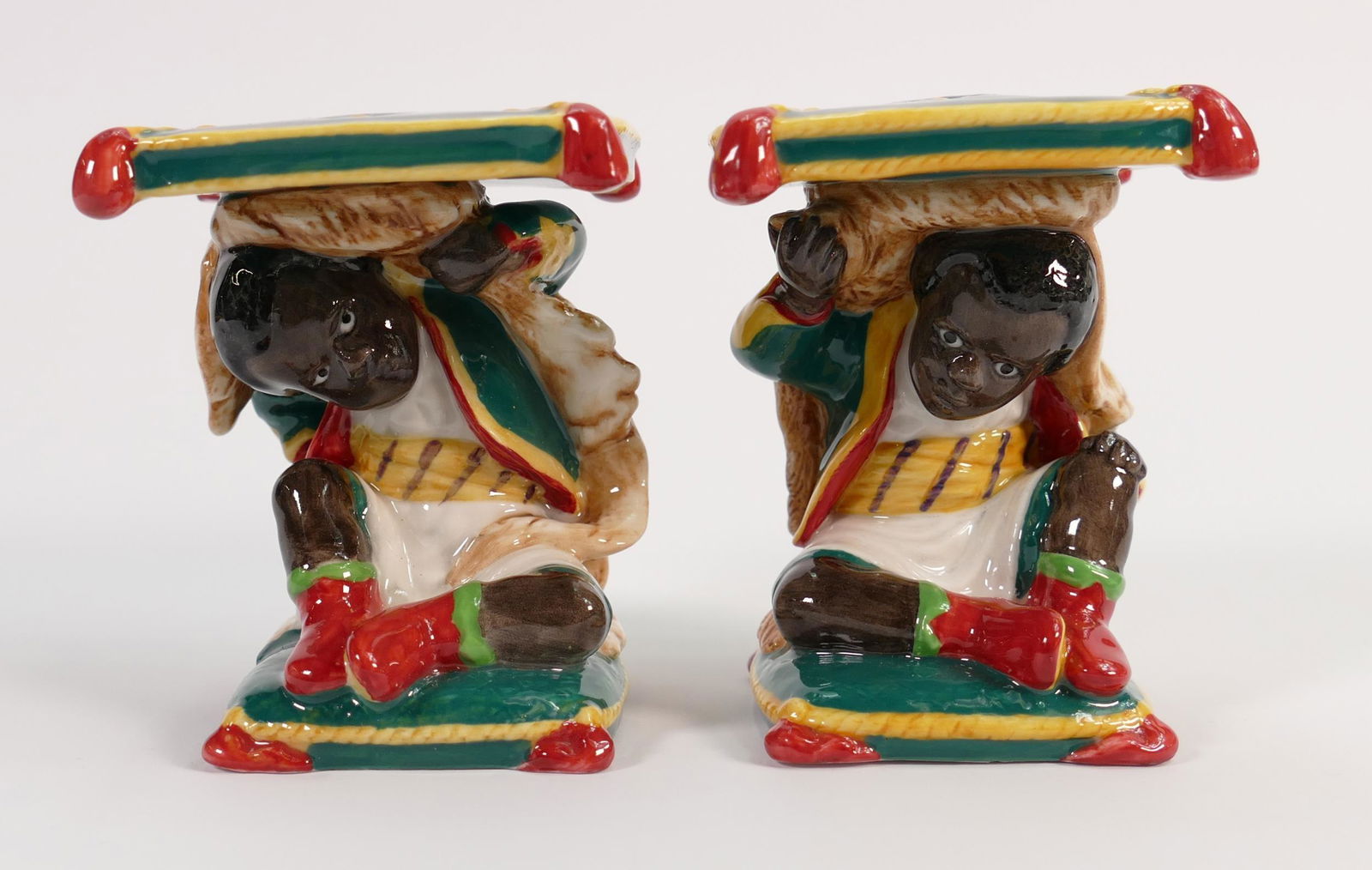 Pair of miniature Minton Little Boy Garden Seats: Limited edition no.17, boxed with certificate.: Pair of miniature Minton Little Boy Garden Seats: Limited edition no.17, boxed with certificate. 8.5cm high.