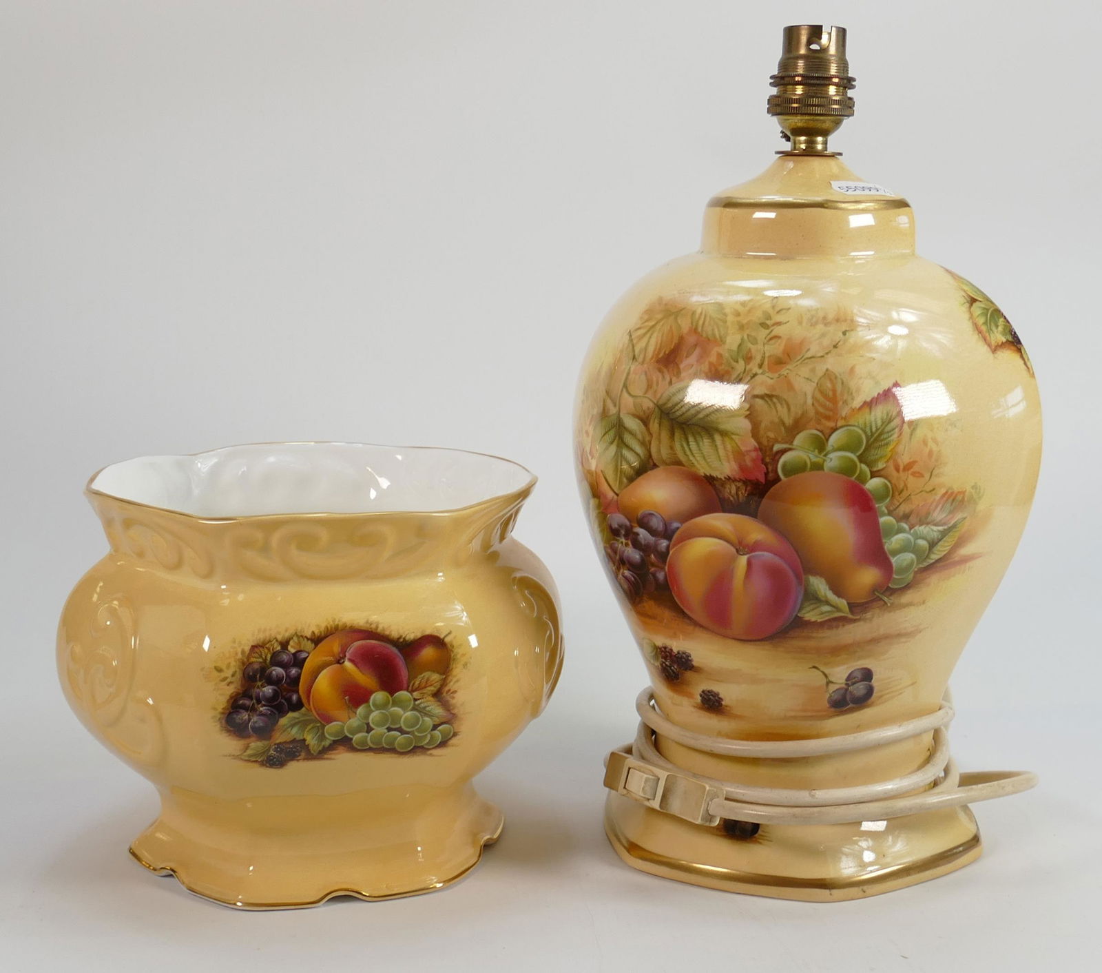 A collection of Aynsley Orchard Gold: Patterned lamp base & vase - height of vase 14cm (1 of 2)
