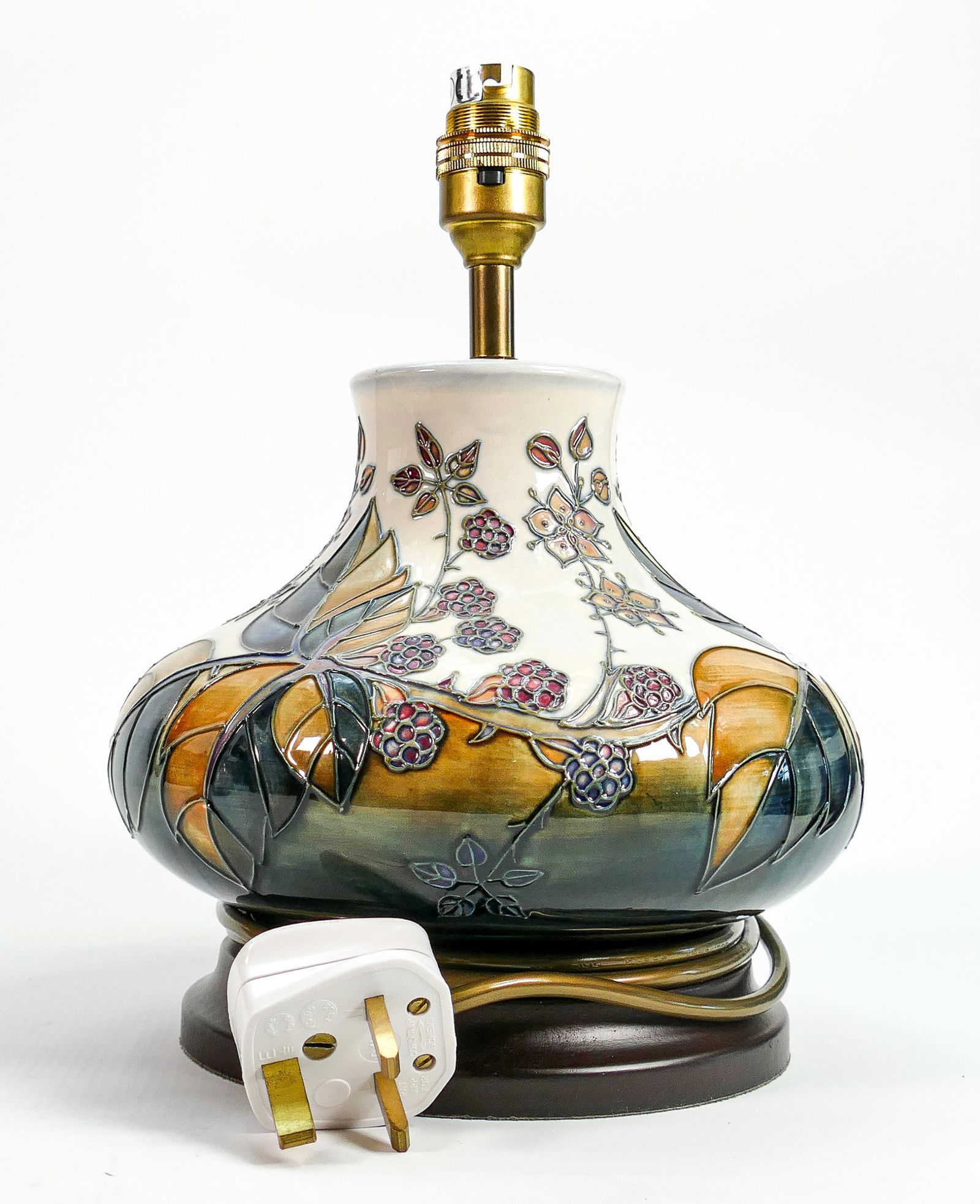 Moorcroft Blackberry Bramble lamp base: Height 26cm with fittings (1 of 2)