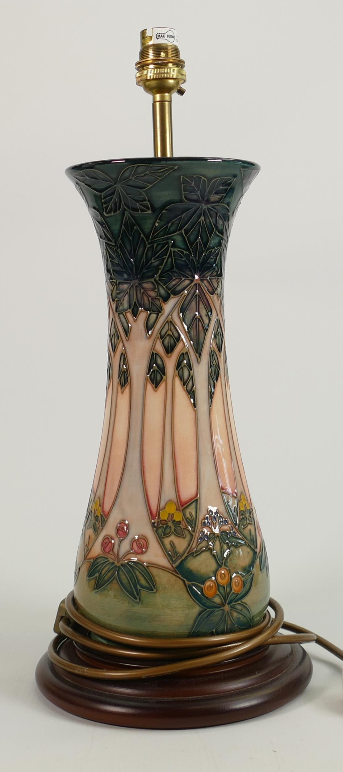 Moorcroft Cluny lamp base: Height 42cm with fittings (1 of 2)
