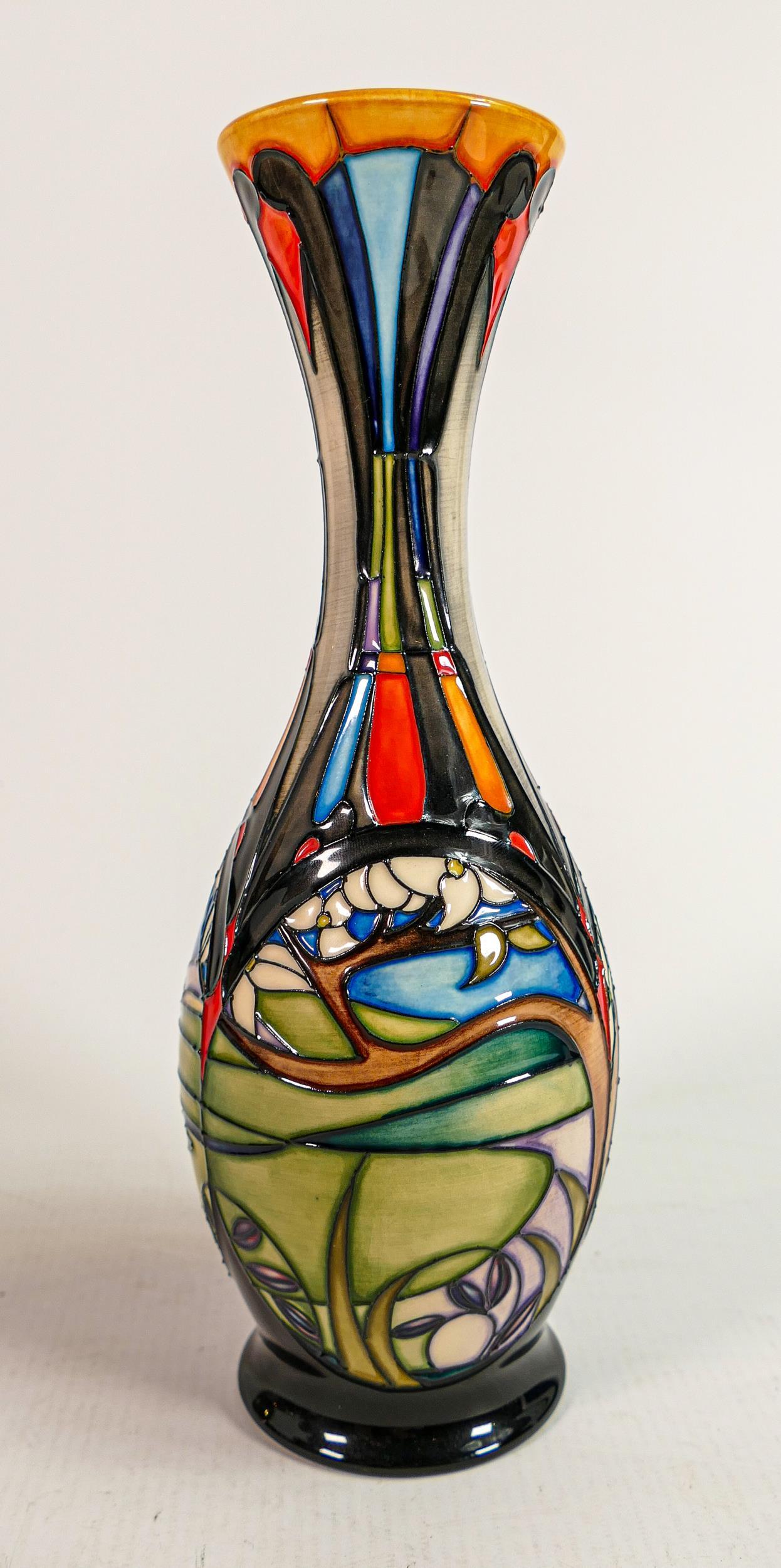 Moorcroft Vale of Aire Vase: Limited edition, signed by Emma Bossons, height 26cm, boxed (1 of 3)