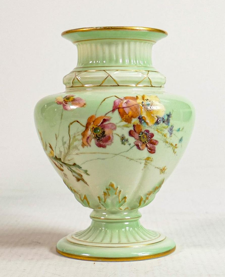 Royal Worcester hand painted Floral Sprays design vase monogrammed Edward Raby: Puce backstamp,: Royal Worcester hand painted Floral Sprays design vase monogrammed Edward Raby: Puce backstamp, height 11cm