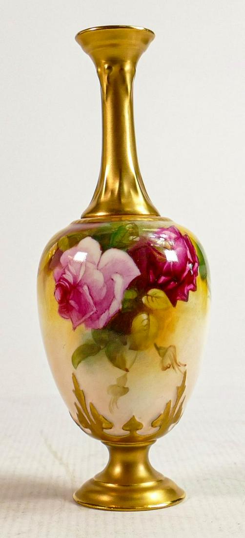 Royal Worcester hand Painted Roses design vase signed Spilsbury: Puce backstamp, height 19cm: Royal Worcester hand Painted Roses design vase signed Spilsbury: Puce backstamp, height 19cm