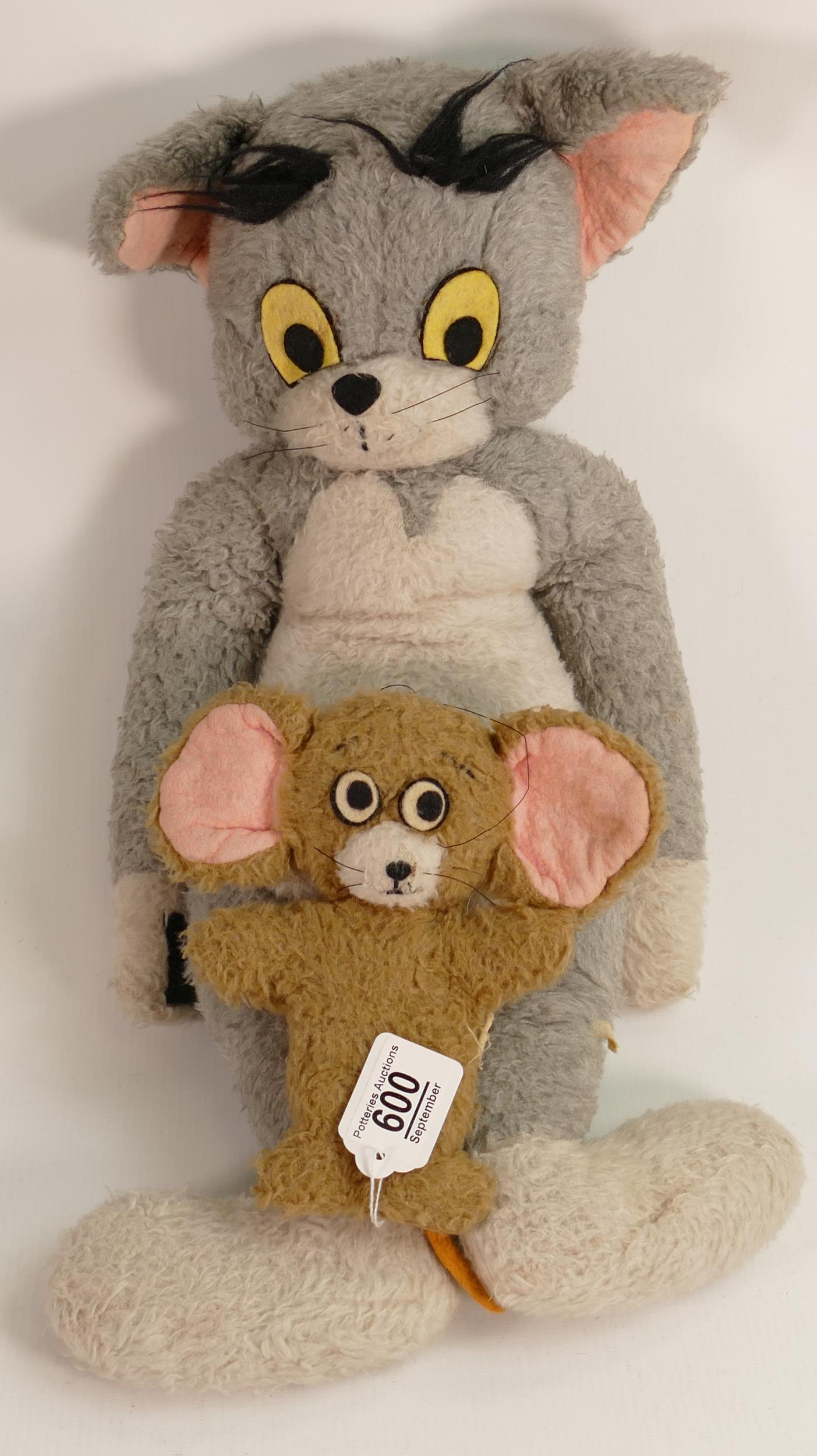 Large vintage plush TOM Disney type figure and smaller JERRY. TOM measures 52cm high.: Large vintage plush TOM Disney type figure and smaller JERRY. TOM measures 52cm high.