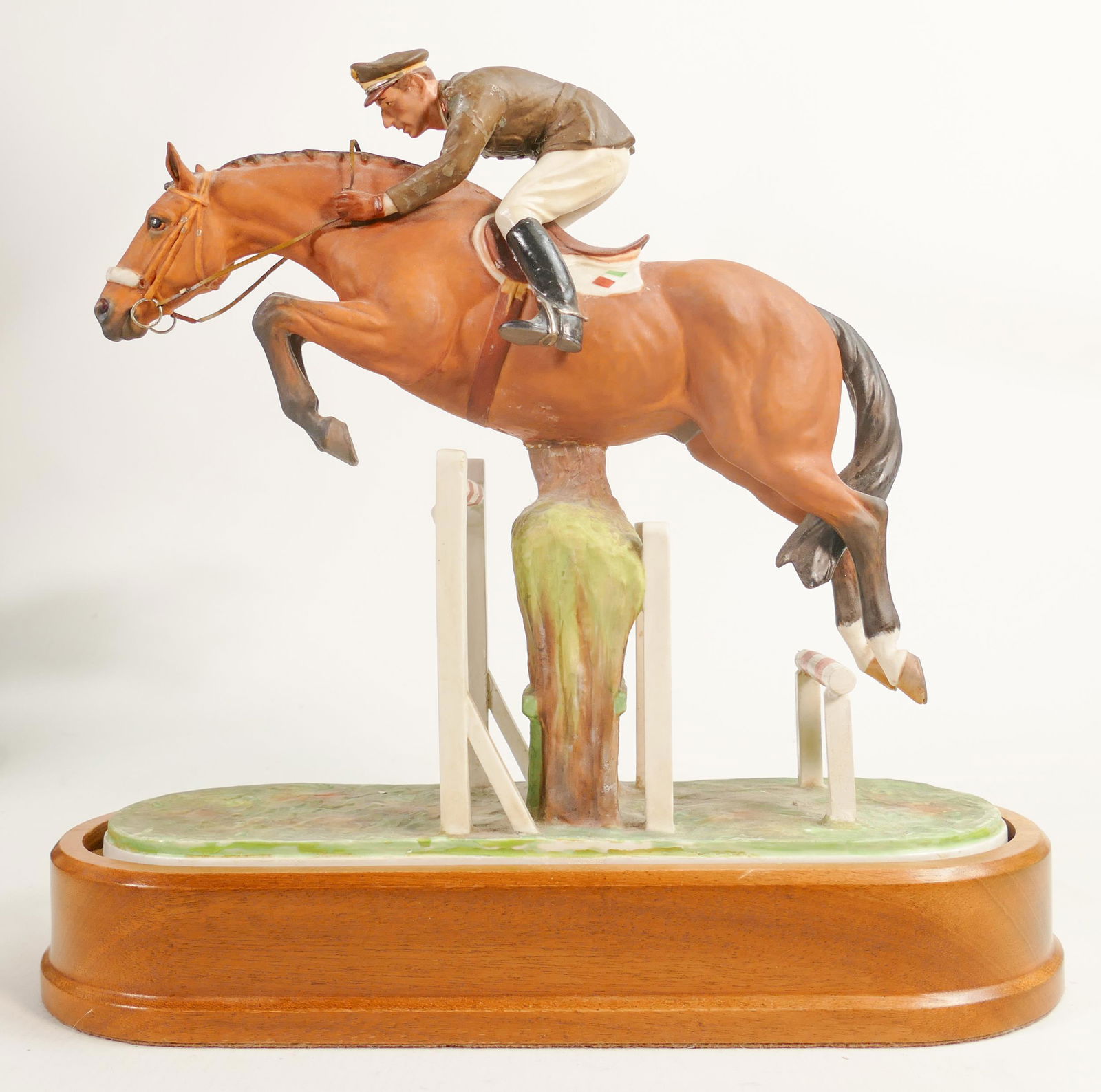 Royal Worcester model of Merano & Capt. Raimondo d'Inzeo, modelled by Doris Lindner, height 27cm.: Royal Worcester model of Merano & Capt. Raimondo d'Inzeo, modelled by Doris Lindner, height 27cm.