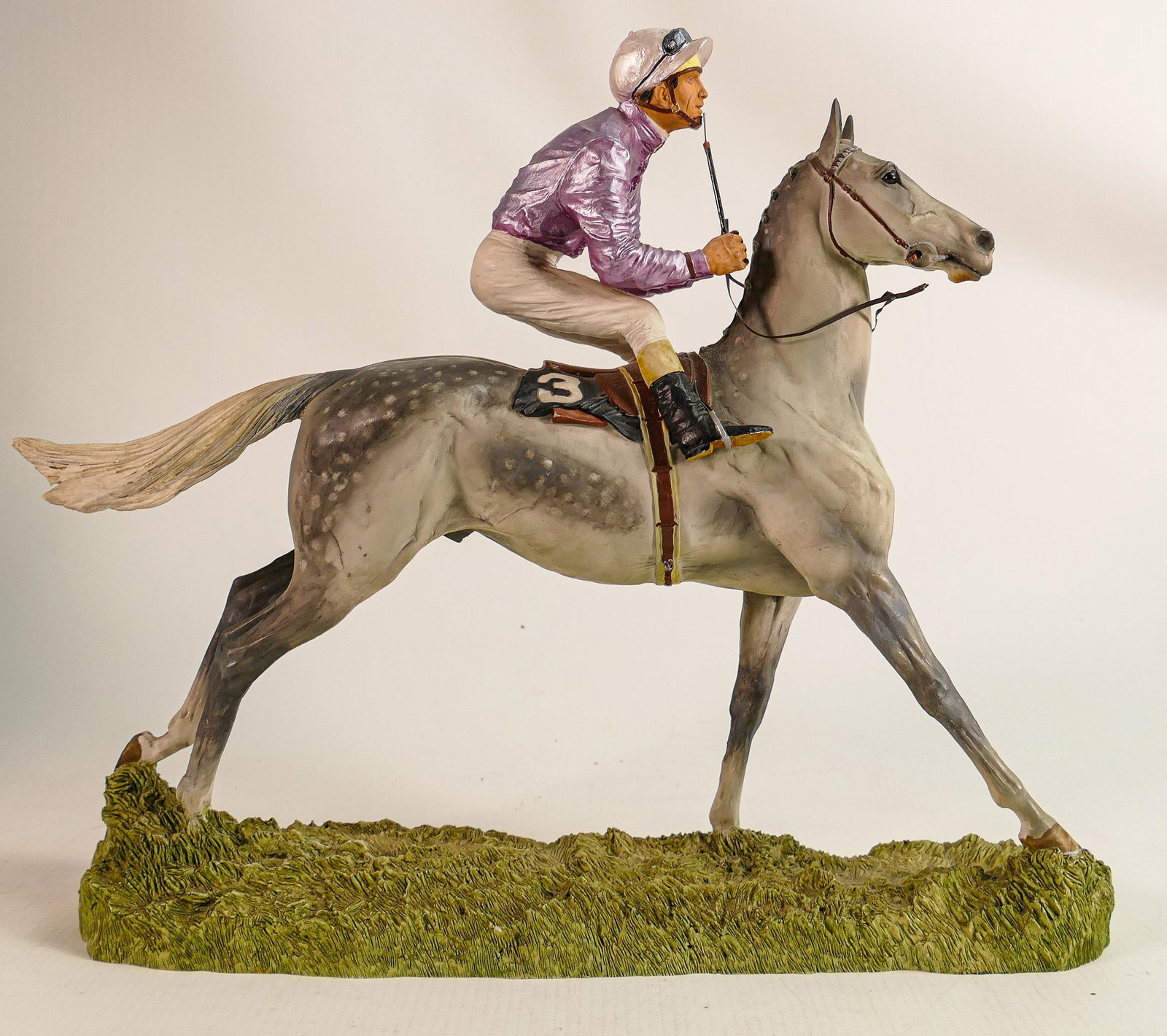 David Geenty, The Hamilton collection, Going to Post racehorse and jockey sculpture, height 30cm.: David Geenty, The Hamilton collection, Going to Post racehorse and jockey sculpture, height 30cm.
