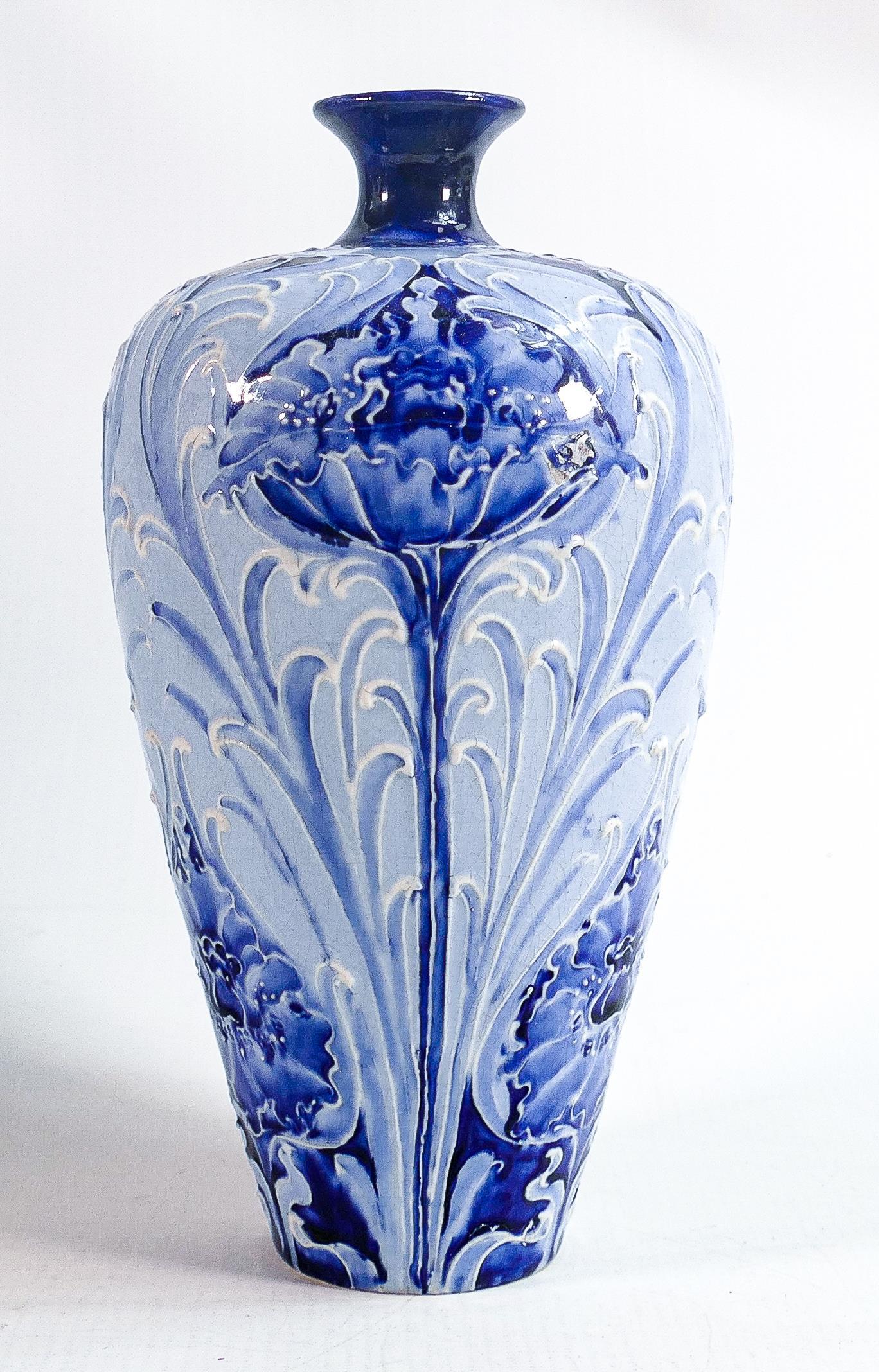 William Moorcroft for James Macintyre Florian Poppy vase, h.22.5cm, no Moorcroft signature to base: William Moorcroft for James Macintyre Florian Poppy vase, h.22.5cm, no Moorcroft signature to base and restored top rim.