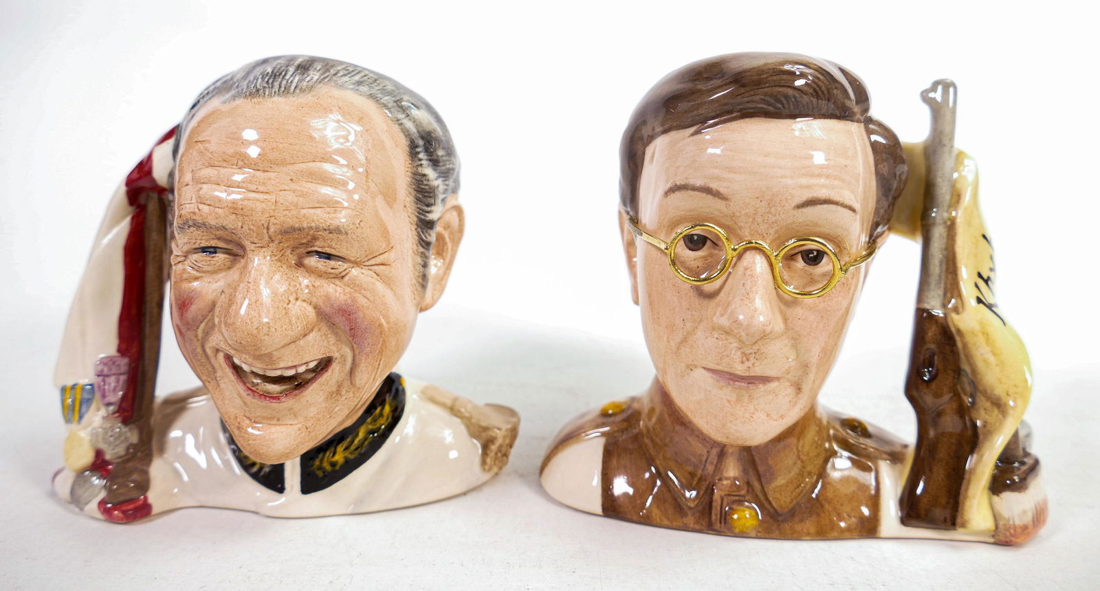 Royal Doulton pair of small character jugs from Carry On films Sid James D7162 and Charles Hawtrey (1 of 1)