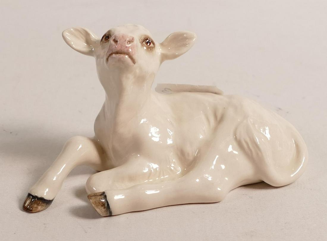 Beswick unusual white laying calf 2690, with BCC backstamp. (1 of 4)