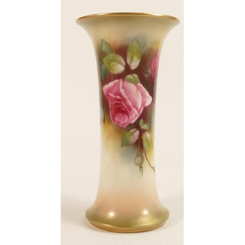 Royal Worcester vase, hand painted roses, signed G Farley, green backstamp, height 19.5cm: Royal Worcester vase, hand painted roses, signed G Farley, green backstamp, height 19.5cm