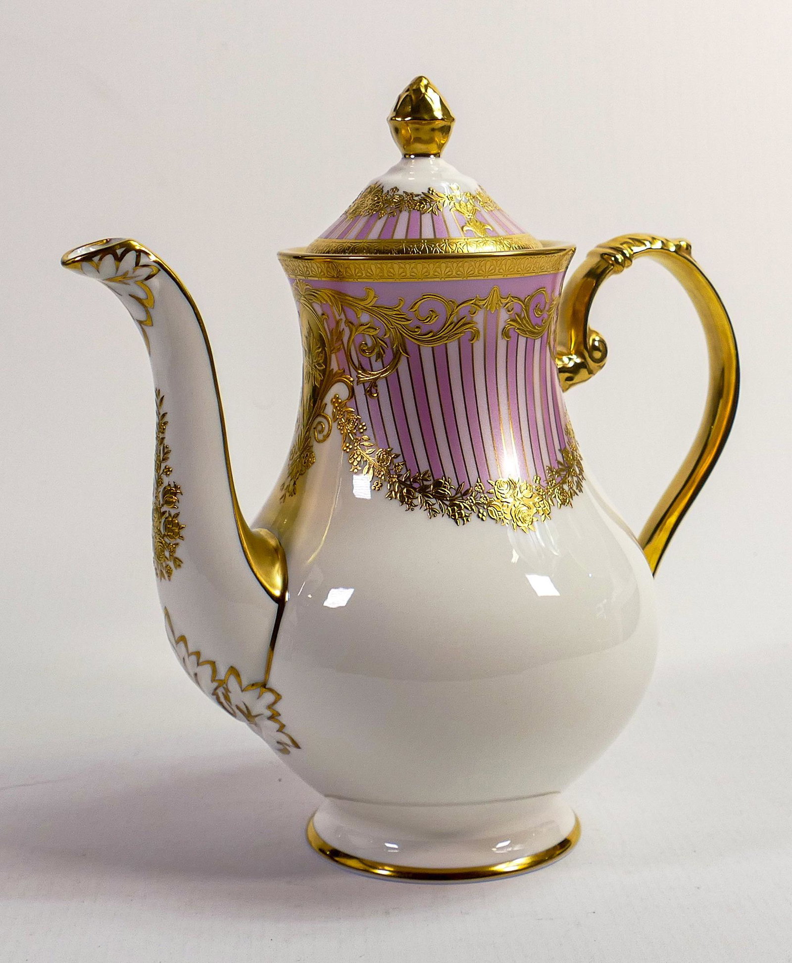 De Lamerie Fine Bone China blush pink Carnival patterned coffee pot, specially made high end quality: De Lamerie Fine Bone China blush pink Carnival patterned coffee pot, specially made high end quality item, height 24cm