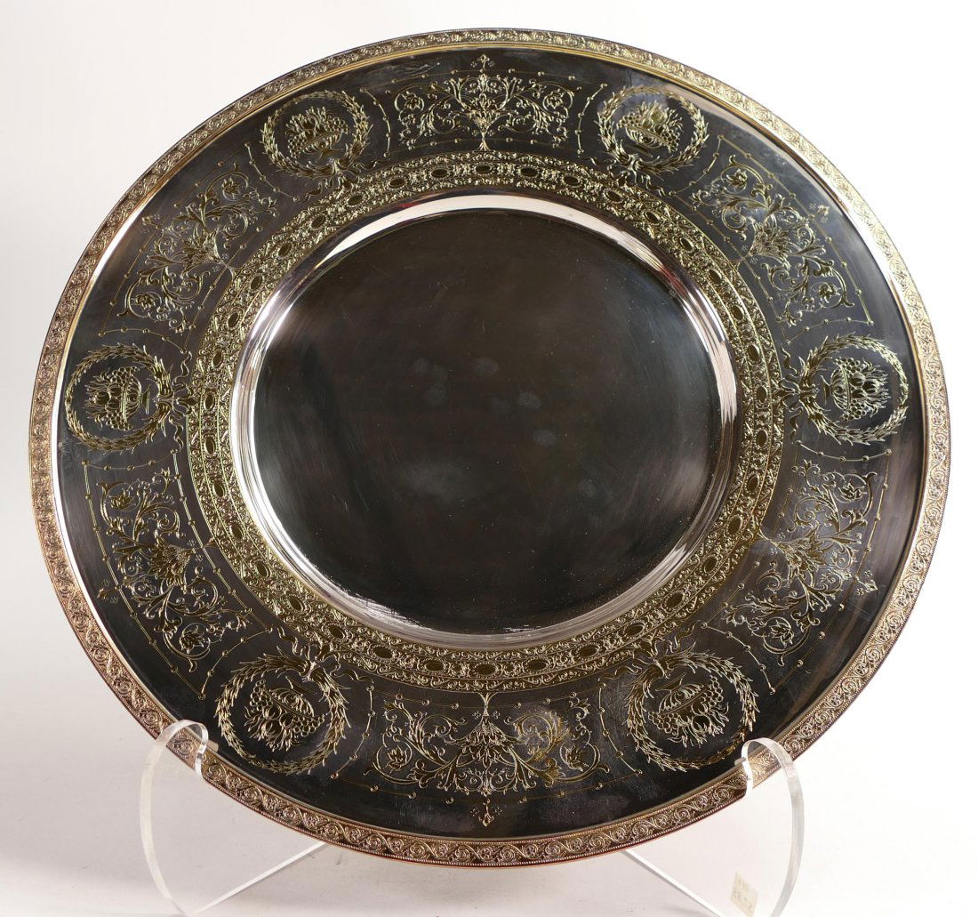 De Lamerie fine silver plate and part gilt layplate / tray, specially made high end quality item, (1 of 2)