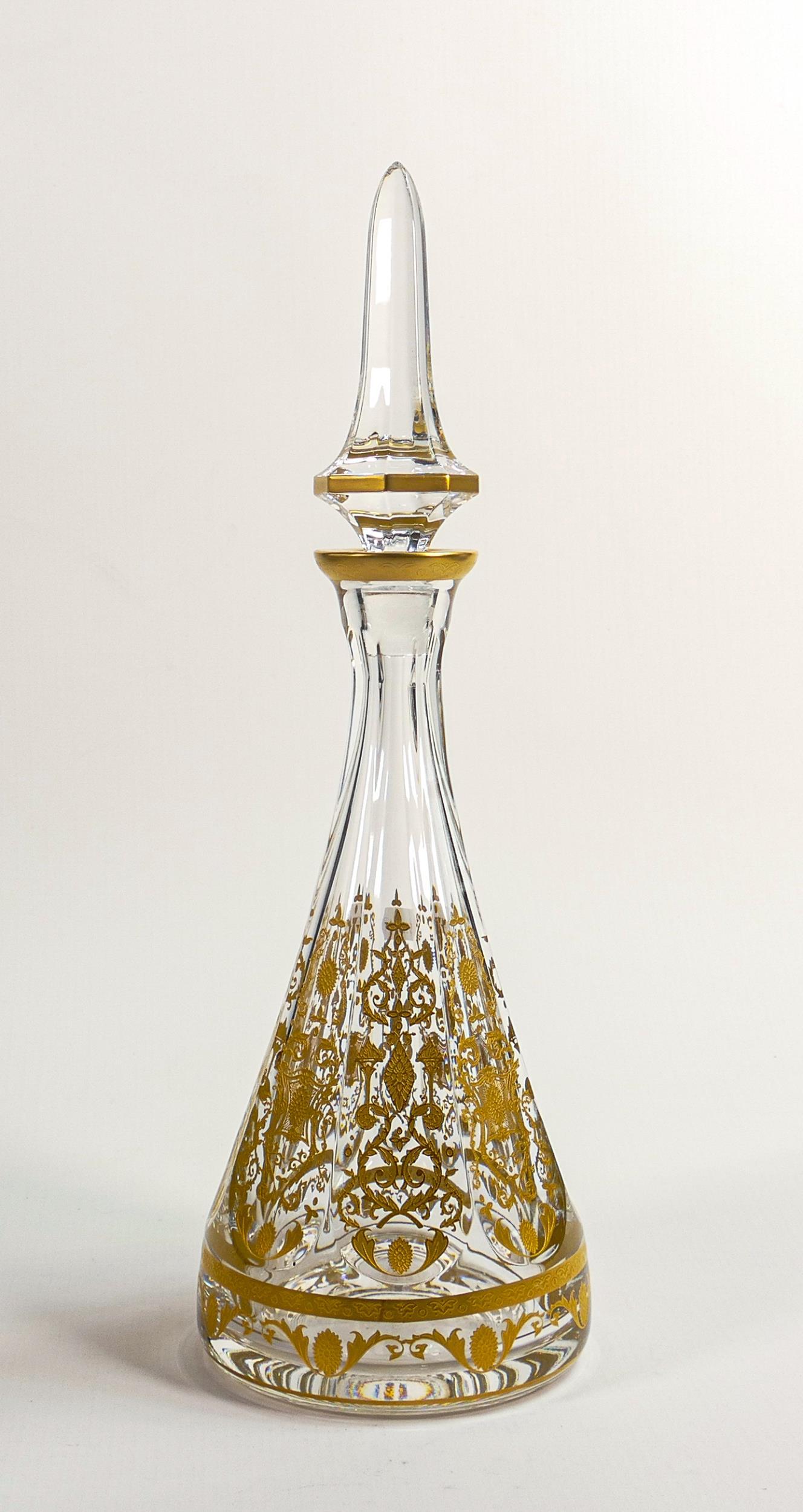 De Lamerie heavily gilded glass crystal decanter, specially made high end quality item, made in (1 of 3)