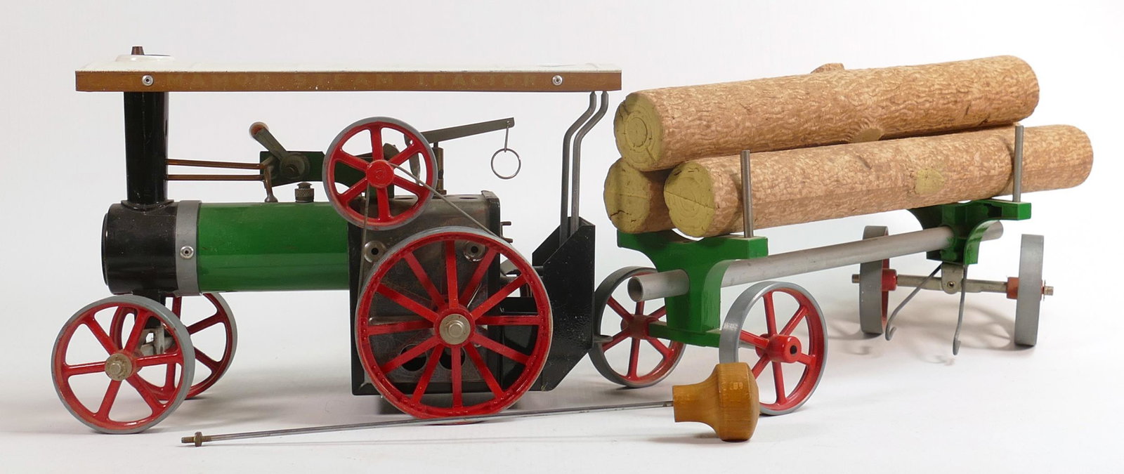 Mamod Steam Tractor with logs trailer.: Mamod Steam Tractor with logs trailer.