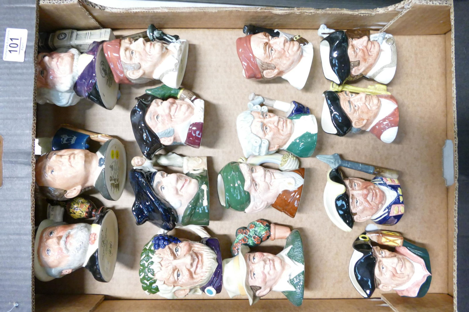 Royal Doulton Small Character Jugs Sir Henry Doulton D7057, John Doulton D6656, Michael Doulton,: Royal Doulton Small Character Jugs Sir Henry Doulton D7057, John Doulton D6656, Michael Doulton, Leprechaun D6899, The Gardener D6868, Mine Host D6470, Tam O Shanter D6036, Bacchus D6505, The Williams