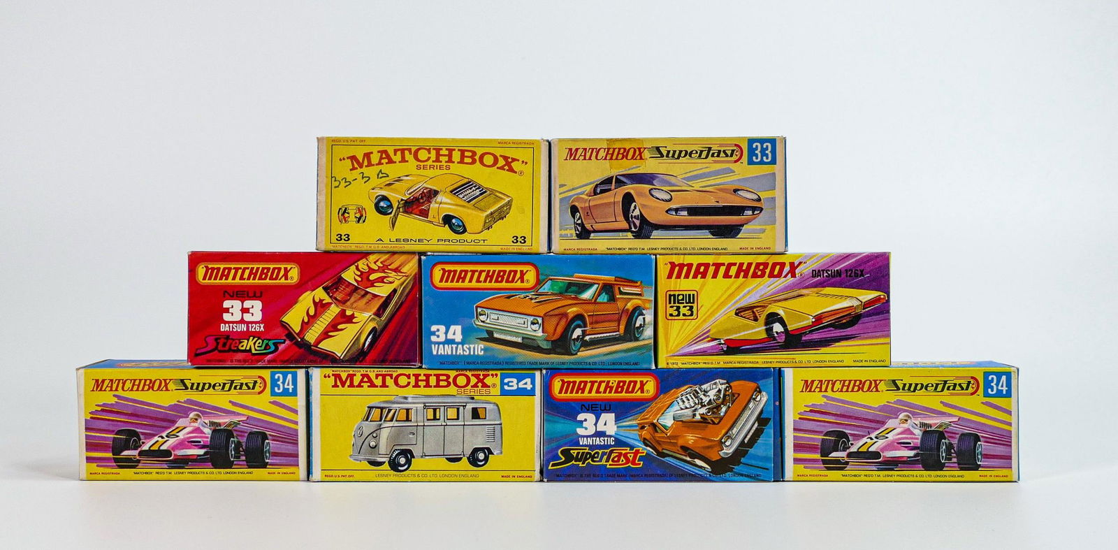 A collection of boxed Matchbox 1-75 series toy cars & vehicles to include  33c Lamborghini Miura x (1 of 4)