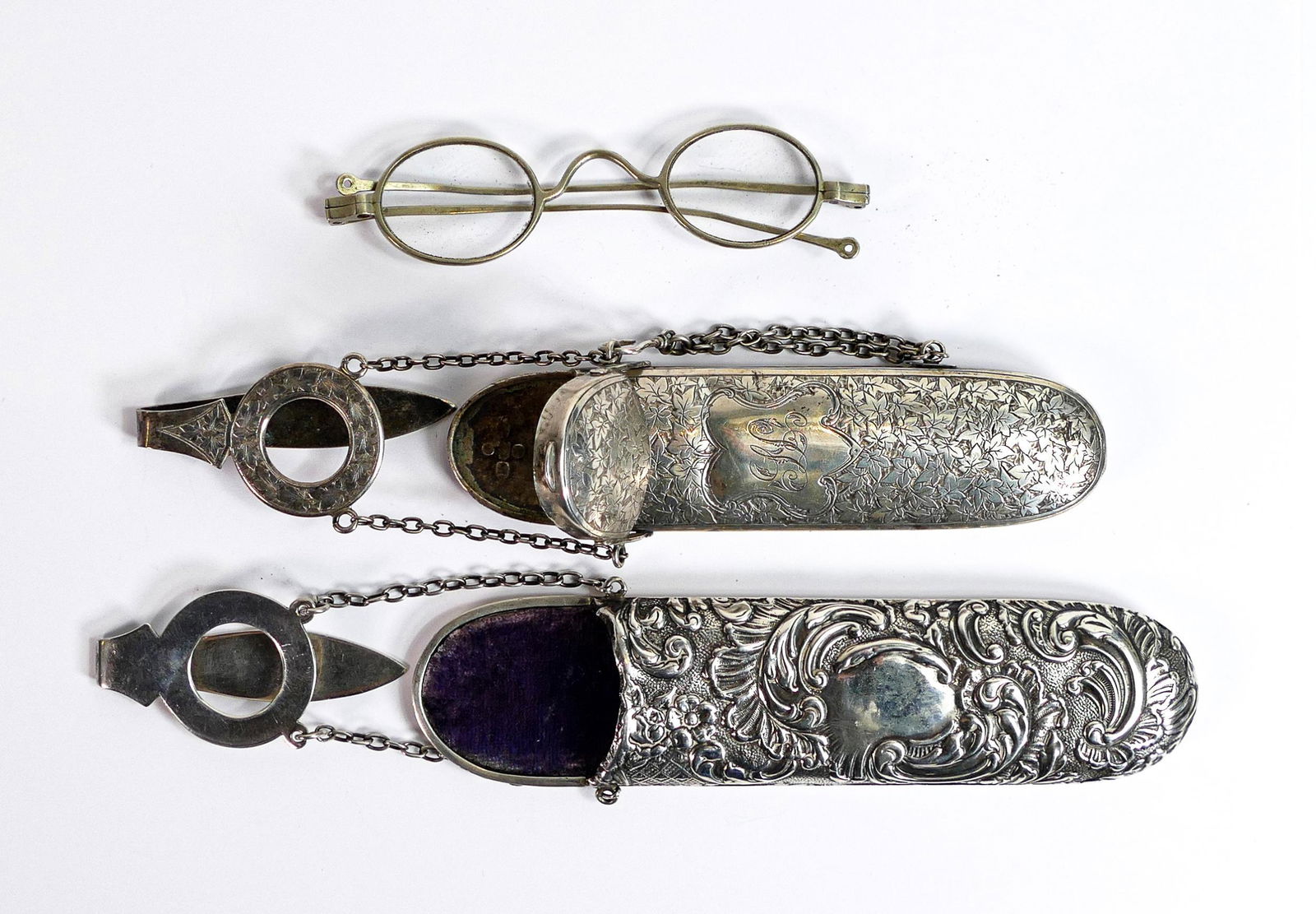 Two hallmarked silver spectacle / glasses cases, gross weight 147g. George Unite 1894, & Wilmots (1 of 2)