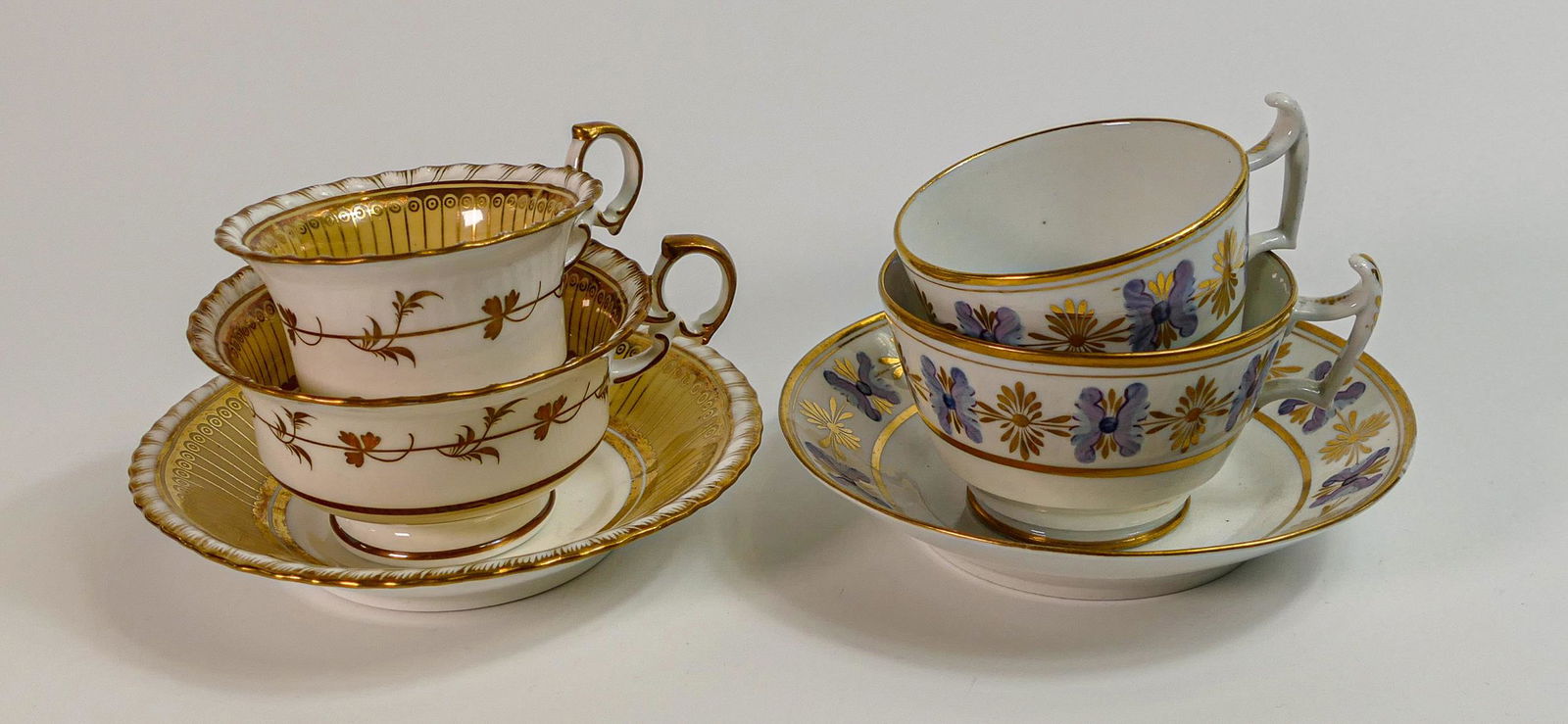 19th century Minton True trio pattern 618 together with similar Coalport trio (6) (1 of 5)