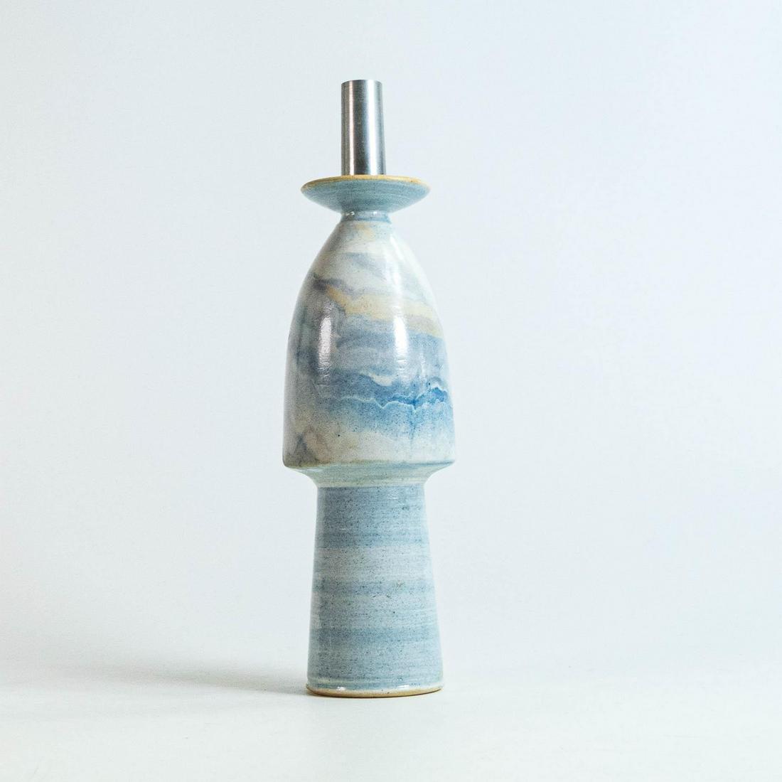 Isabella Pope Studio Pottery vase, signed & dated 1999, experimental form and glazes. Signed & dated (1 of 3)