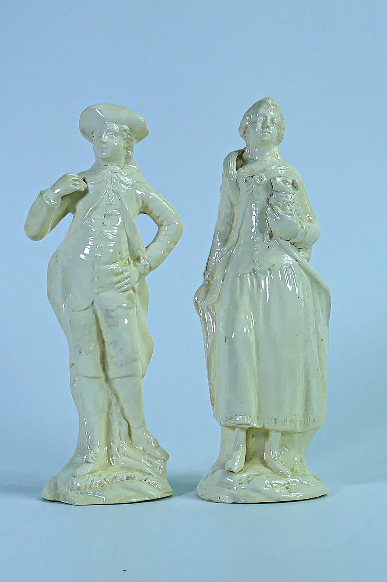 Ralph Wood pair of 18th century Creamware Staffordshire figures depicting Shepherd (Orator) and (1 of 4)