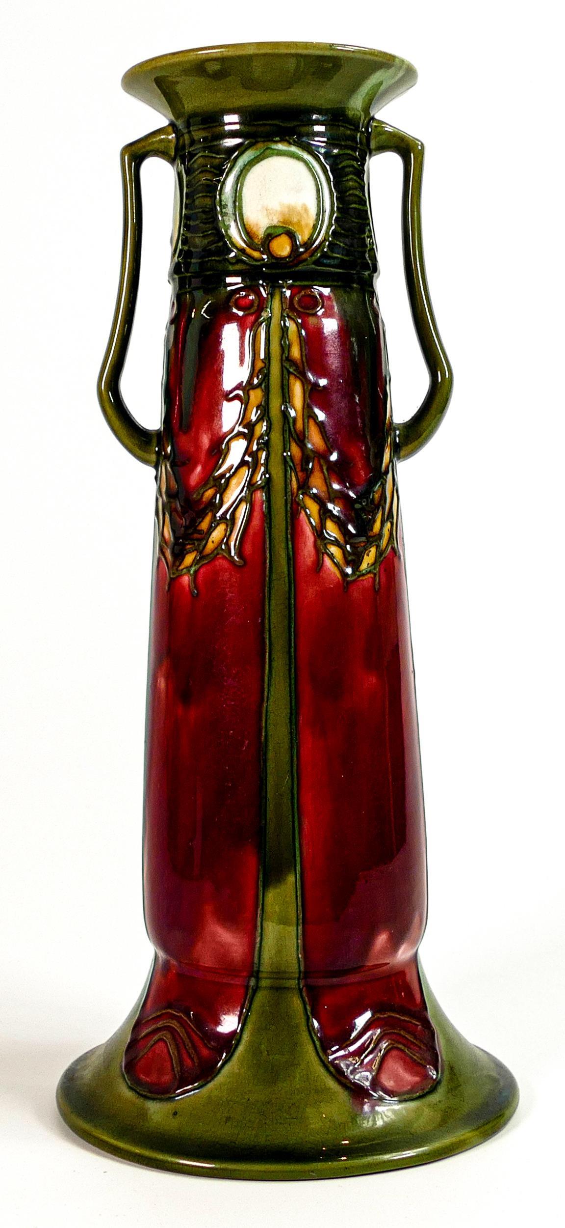 Minton twin handled Secessionist vase, height 30cm: Minton twin handled Secessionist vase, height 30cm