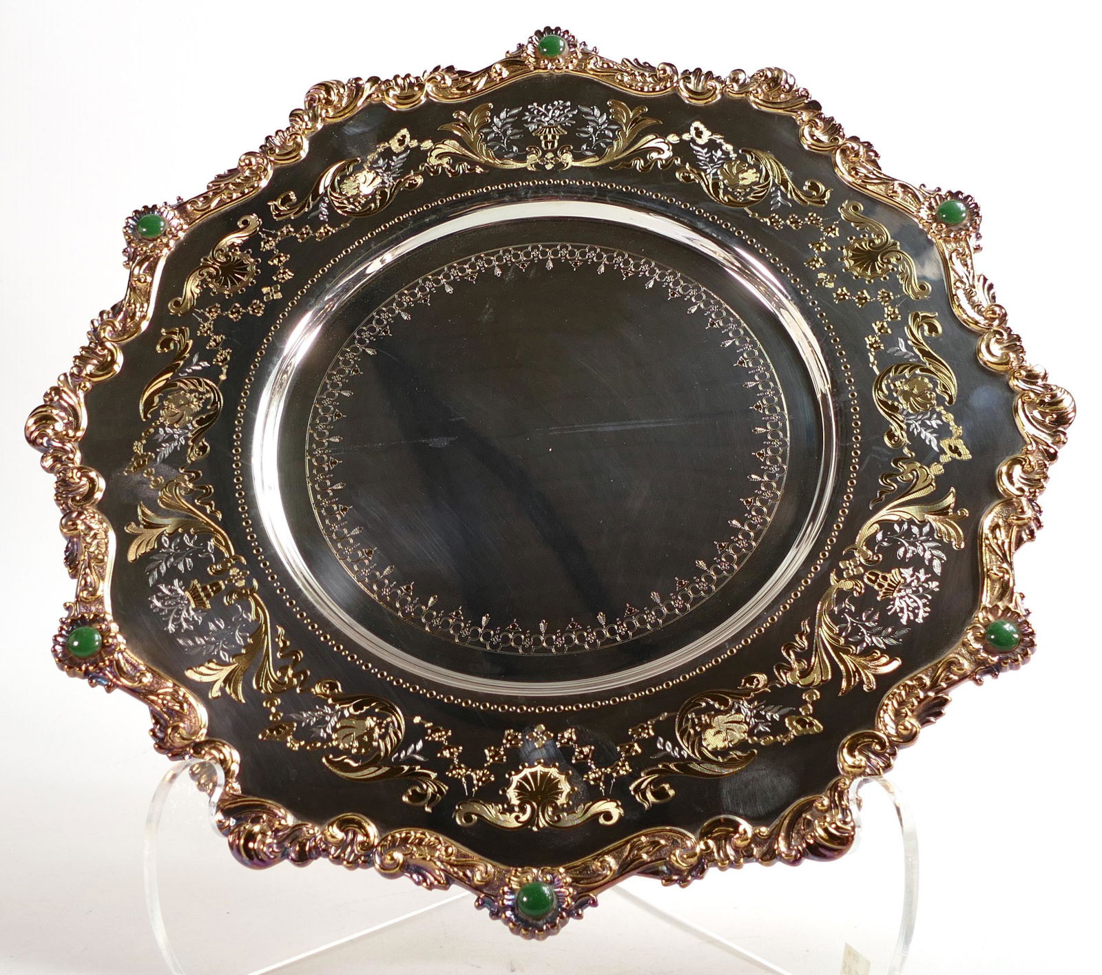 De Lamerie Fine silver plate and part gilt lay plate / tray, specially made high end quality item, (1 of 2)