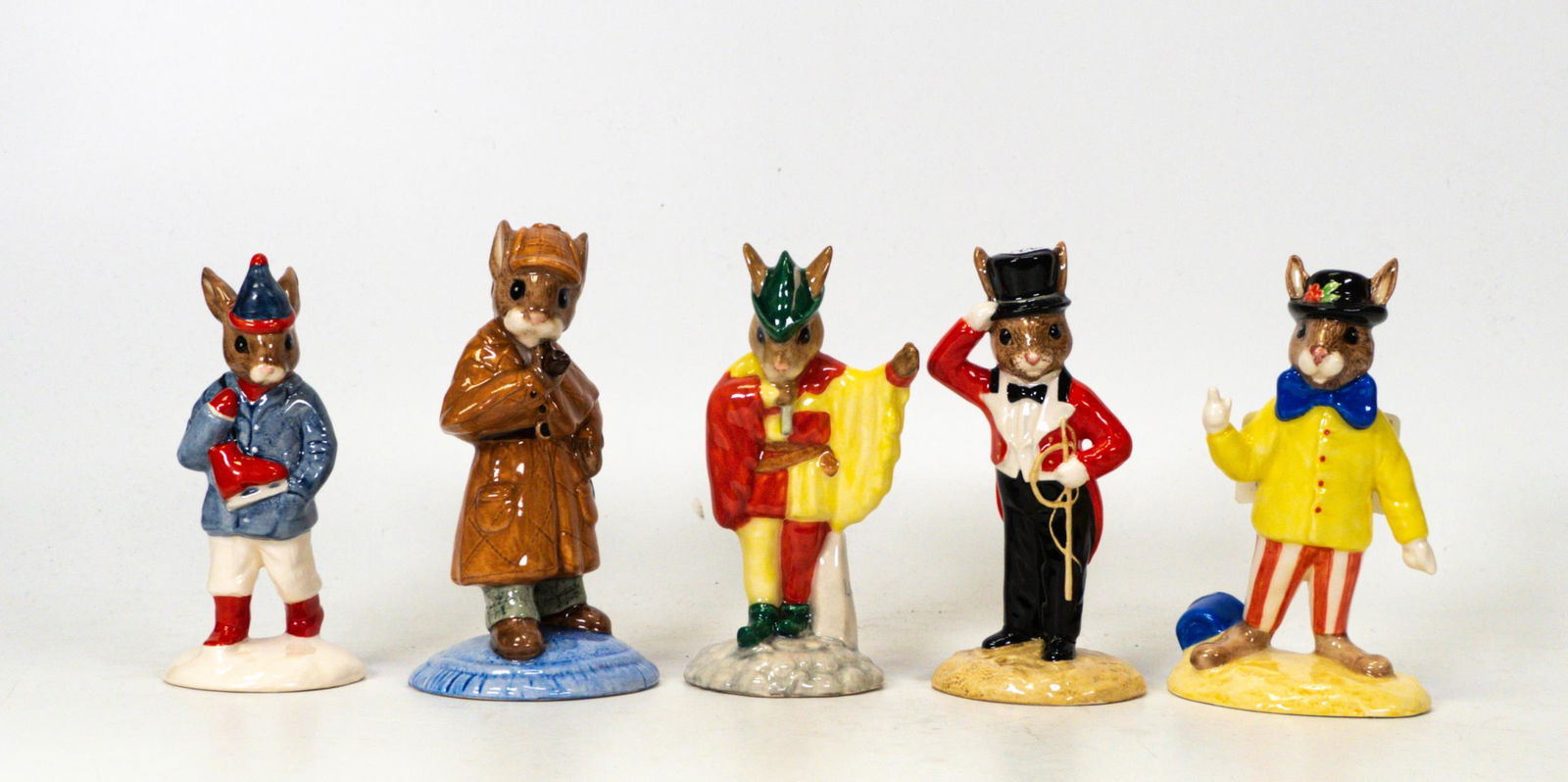 Royal Doulton Bunnykins Figures to include Joker Db171, Boy Skater Db187, Detective Db193 , Mistral (1 of 1)