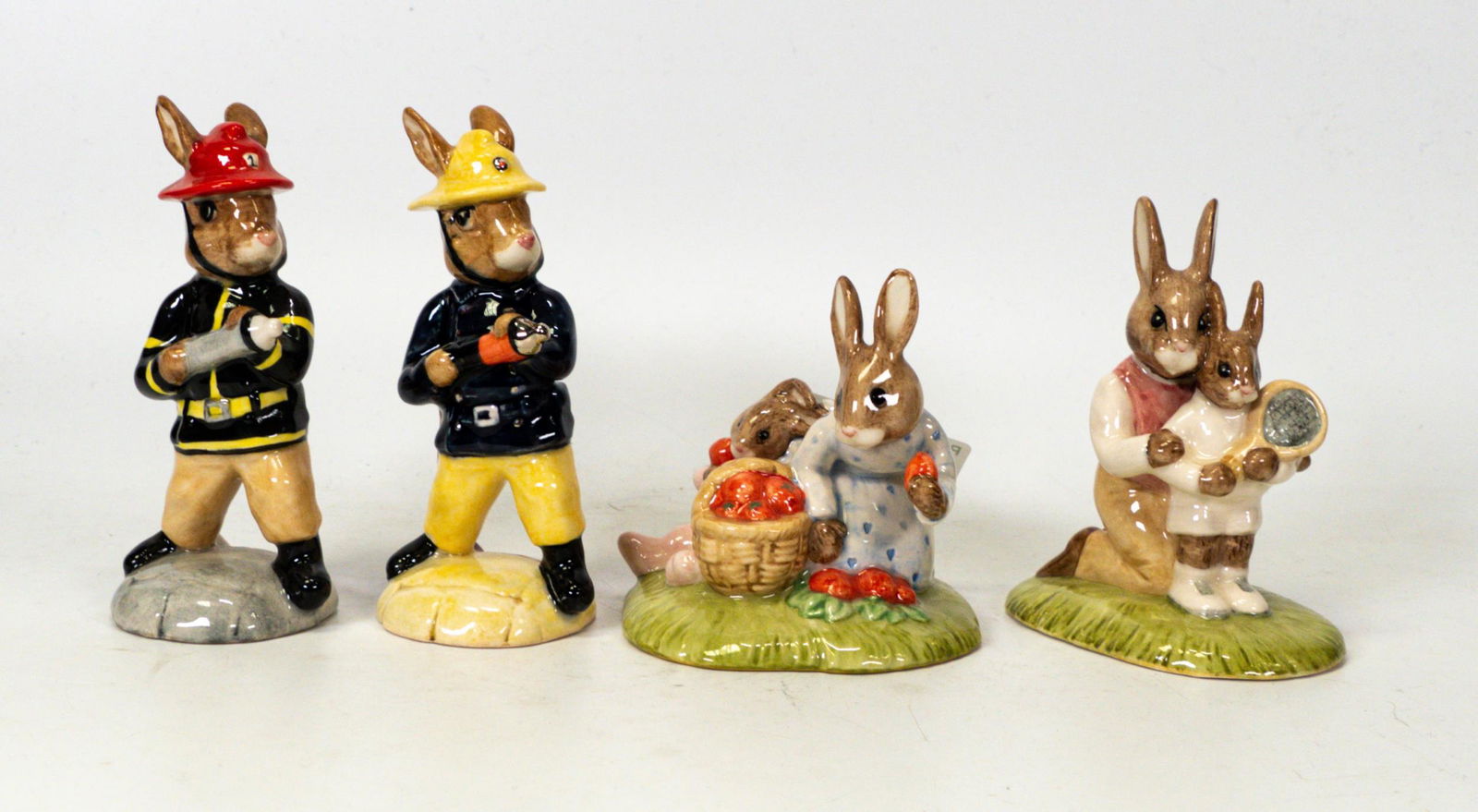 Royal Doulton Bunnykins Figures to include American Firefighter Db268, Fireman (2nds) Db75, Tennis (1 of 1)