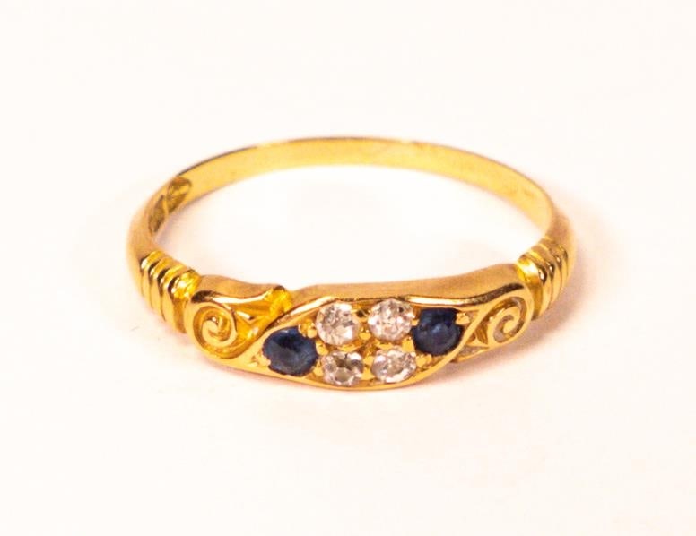 18ct gold diamond & sapphire ring, size Q, 2.5g. (1 of 3)