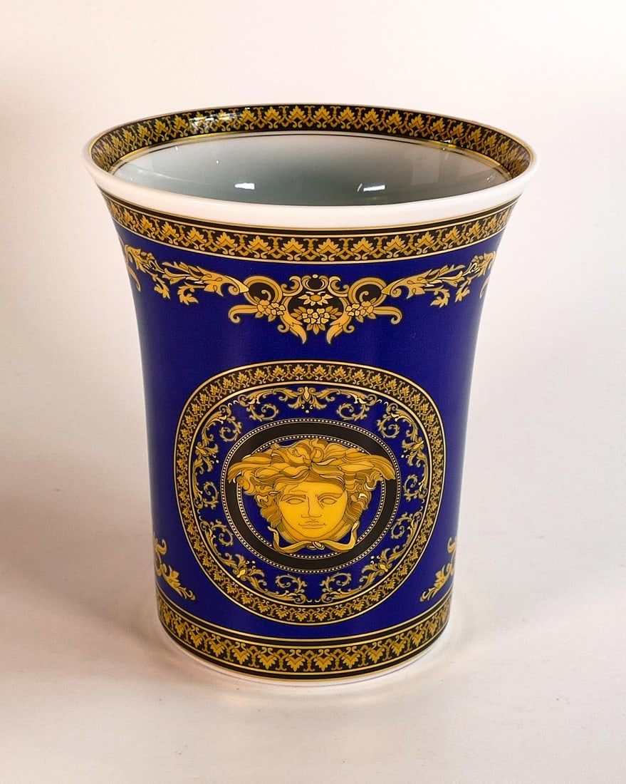 Rosenthal Versace Medusa flared vase. Height 18cm, diameter 15.5cm (1 of 3)