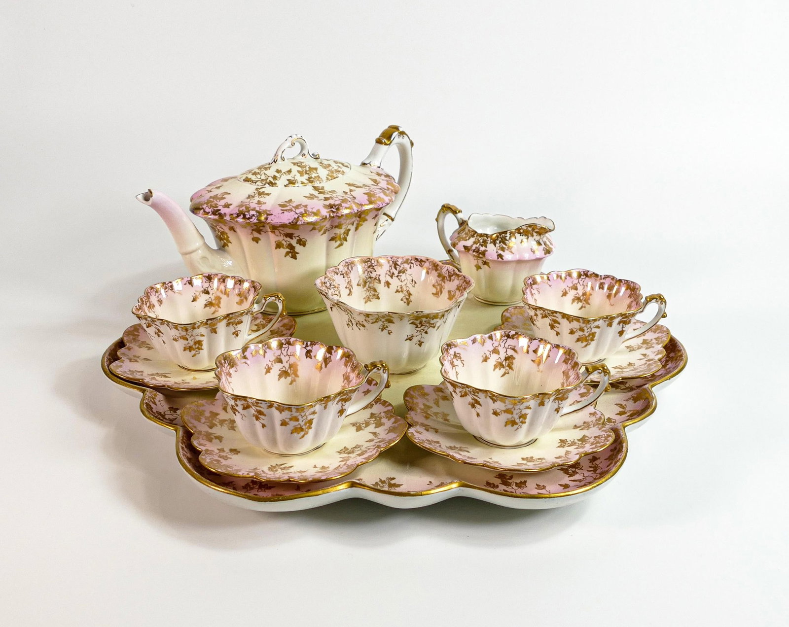 Wileman Foley Cabaret set Empire (early) shape to include teapot, cabaret tray, 4 cups & saucers,: Wileman Foley Cabaret set Empire (early) shape to include teapot, cabaret tray, 4 cups & saucers, cream jug and sugar bowl. Pattern number 65316 (12 pieces)
