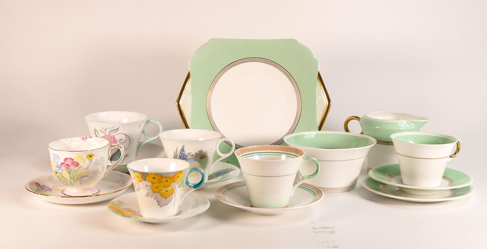 A collection of Shelley ware consisting of 3 Regent cups & saucers, 1 Mayfair cup & saucer, 1 Regent (1 of 1)