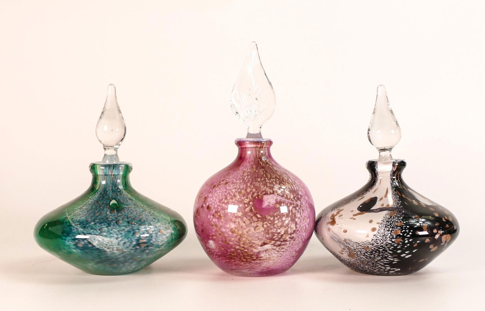 Three Jean Michel Operto glass scent bottles. All signed to the bases. Height of tallest 15cm (3) (1 of 1)