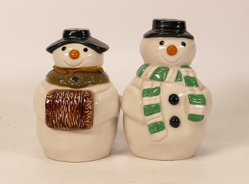 Wade snowman salt & pepper pots, hand written to base approved for shade & decor by A Hall dated: Wade snowman salt & pepper pots, hand written to base approved for shade & decor by A Hall dated 26/9/97. These items were removed from the archives of the Wade factory and are possible prototypes or 
