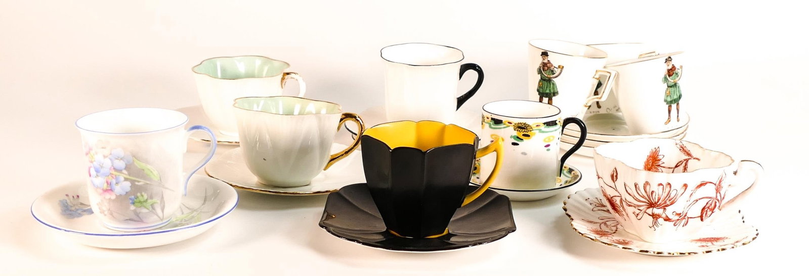 Shelley ? Wilman & Co coffee cups & aucers to include patterns 9901, 3756, 11610/3, 12455, 11210 etc: Shelley ? Wilman & Co coffee cups & aucers to include patterns 9901, 3756, 11610/3, 12455, 11210 etc ( 21 pieces)