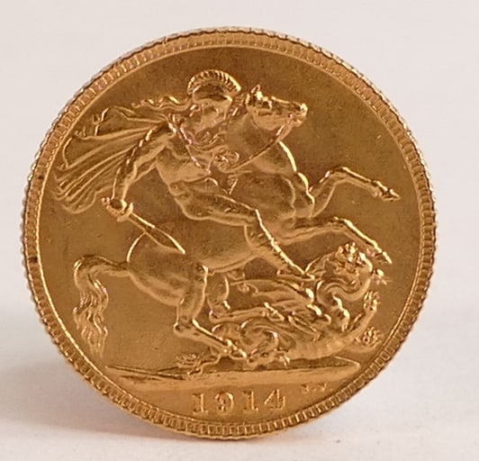 FULL Gold Sovereign, George V, dated 1914, nice condition. (1 of 1)