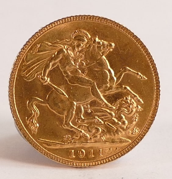 FULL Gold Sovereign, George V, dated 1911, nice condition. (1 of 1)
