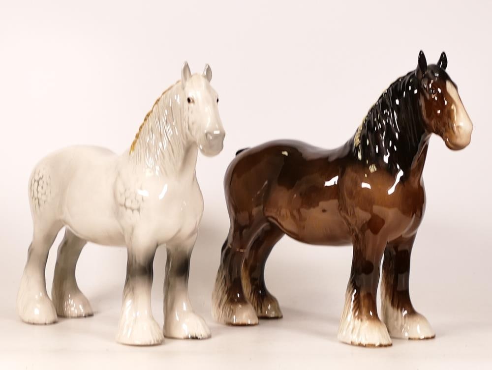 Two Beswick 818 shire horses in brown gloss and grey (2) (1 of 1)