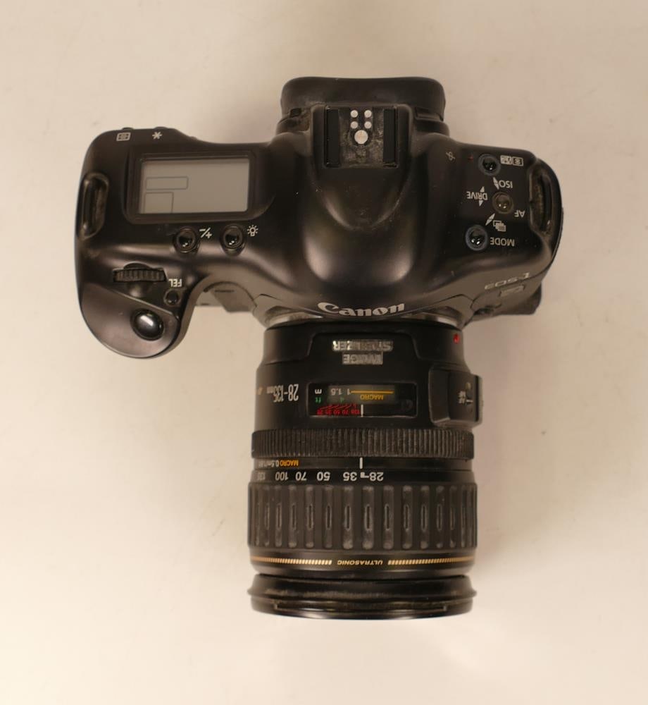 Canon EOS-1v vintage film camera with EF-28-135mm Ultrasonic lens, EF-20-35mm Ultrasonic lens, PB- (1 of 5)