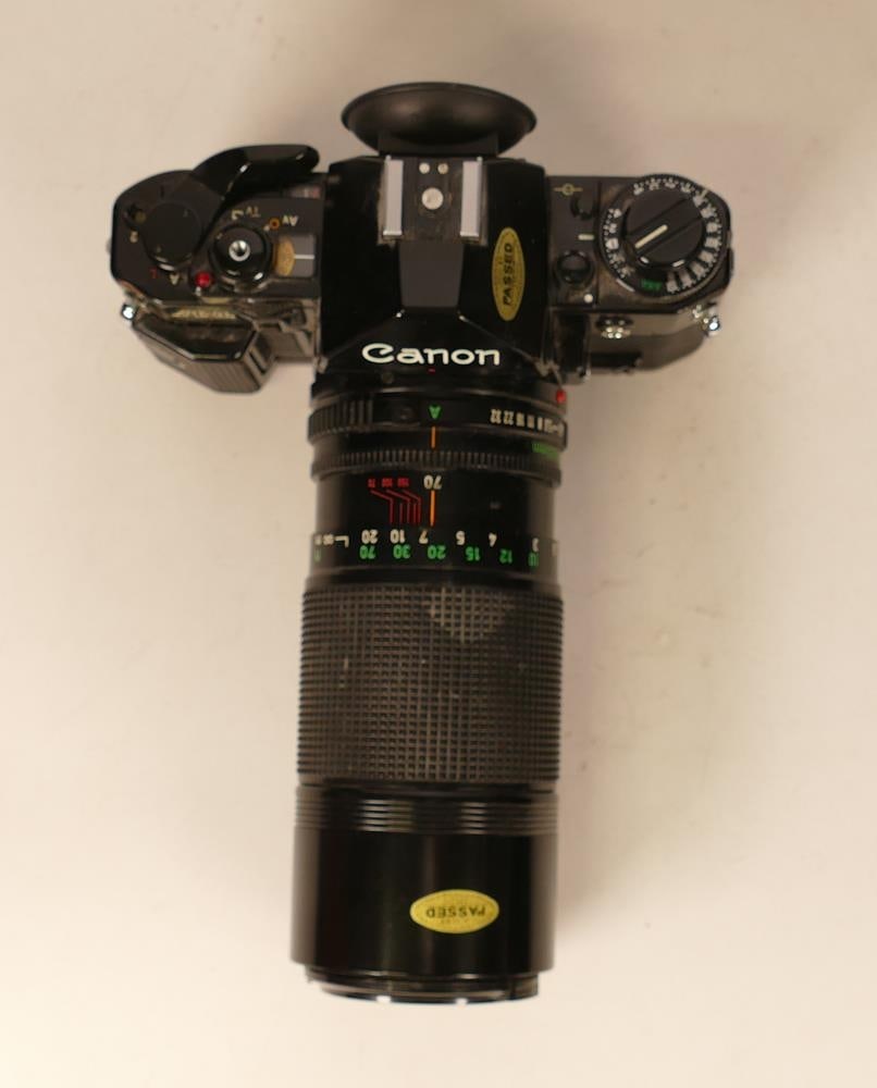 Canon A-1 vintage film camera with FD 70-150mm Canon zoom lens, Canon FD50mm lens & A2 power winder (1 of 4)