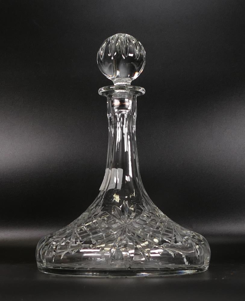 Boxed Thomas Webb Cut Glass Crystal Antonio Ships Decanter, height with stopper 27cm: Boxed Thomas Webb Cut Glass Crystal Antonio Ships Decanter, height with stopper 27cm