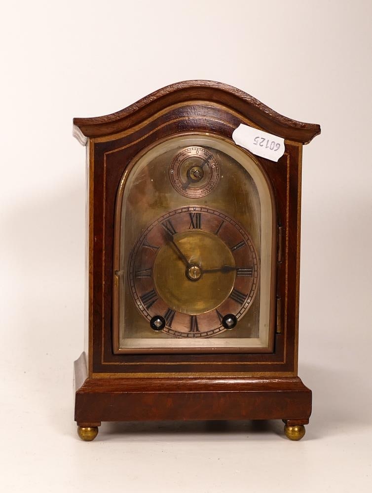 Mahogany Cased 2 Train Minature Mantle Clock, height 17cm (1 of 1)