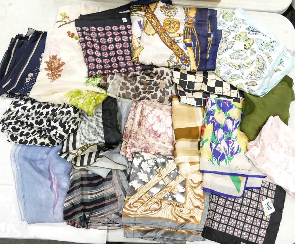 A large collection of Quality Silk & similar vintage head scarfs including Richard Allen, Marc: A large collection of Quality Silk & similar vintage head scarfs including Richard Allen, Marc Rozier, Escada etc