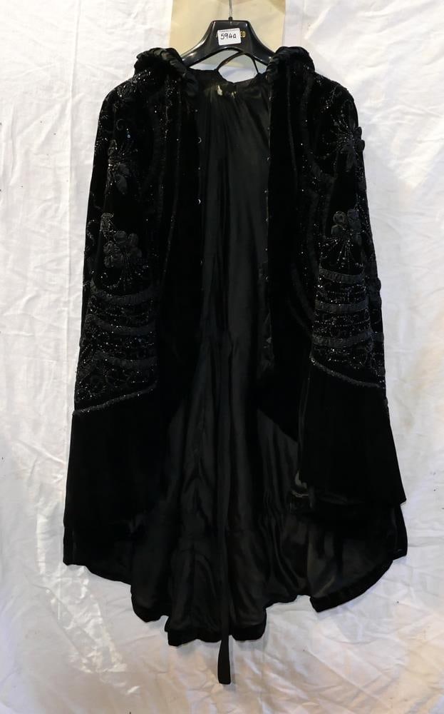 Black velvet evening cape, embellished with glass beads. Comes with a letter from Antiques roadshow (1 of 5)