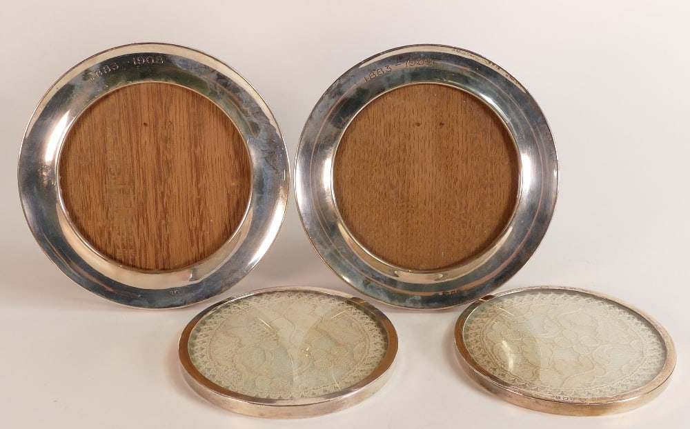 Pair of hallmarked silver photo frames and pair of large hallmarked silver coasters - larger size (1 of 1)