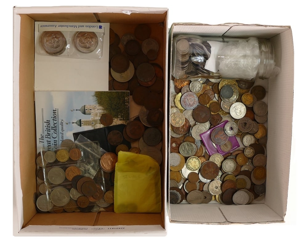 Good job lot collection of UK and foreign coins, both UK & USA silver content coins noted. (1 of 1)