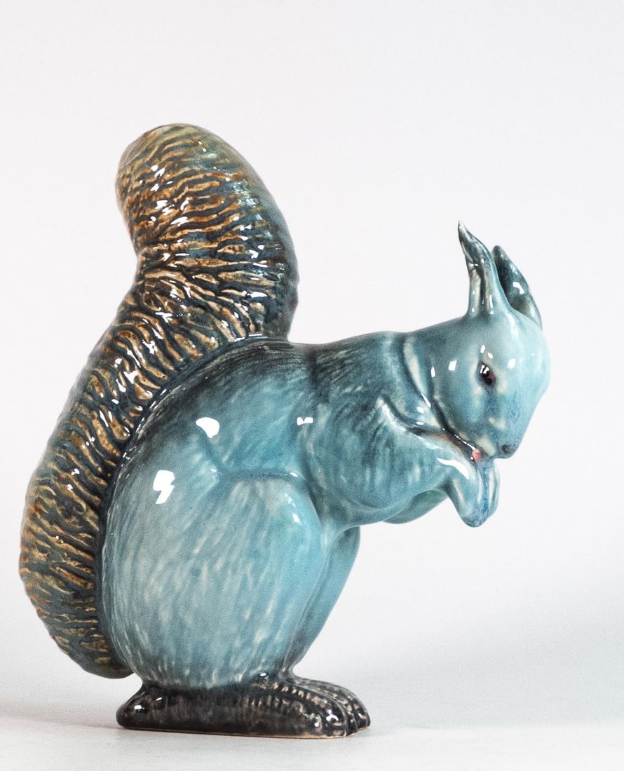 Beswick blue glazed model of a seated Squirrel 315 production glaze scuff to ear: Beswick blue glazed model of a seated Squirrel 315 production glaze scuff to ear