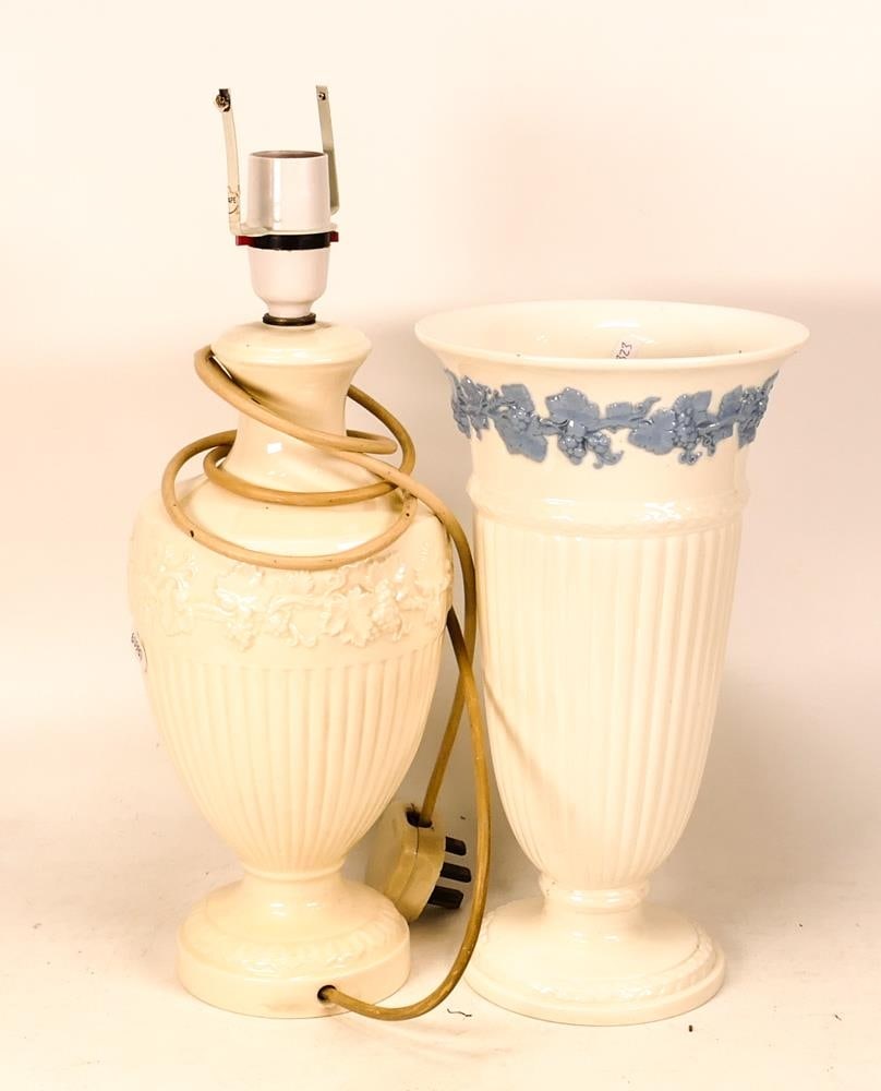 Wedgwood Large Creamware Lamp Base & Queensware Vase, height of tallest 28cm(2) (1 of 1)