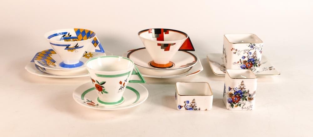 Shelley Vogue Shape Trio's x2, Mode Shape Coffee Cup & Saucer, Pattern No's 11741, 11786 & 11759, (1 of 1)