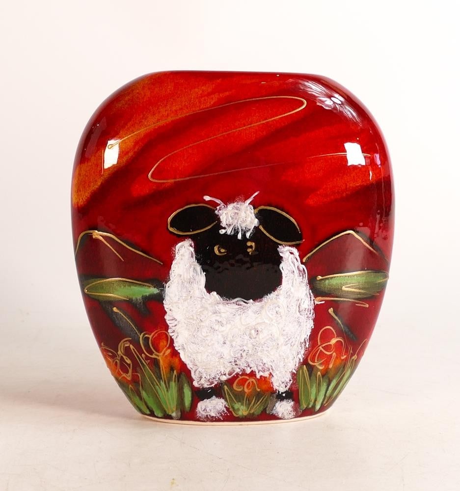 Anita Harris Valis Black Nosed Sheep purse vase, 12cm, gold signed (1 of 2)
